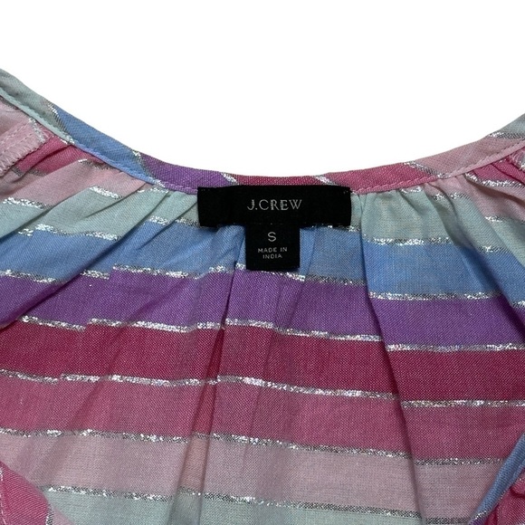 J. Crew Pastel Metallic Striped Long Sleeve Peasant Blouse US S - Picture 6 of 10